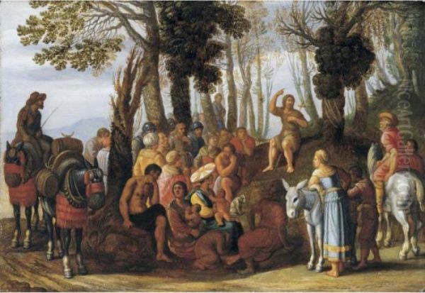 Saint John The Baptist Preaching In The Wilderness Oil Painting by Claes Cornelisz Moeyaert