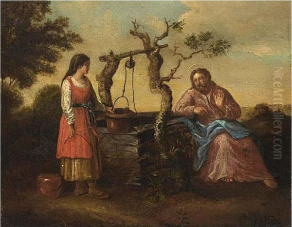 Christ With The Samaritan Woman At The Well Oil Painting by Claes Cornelisz Moeyaert