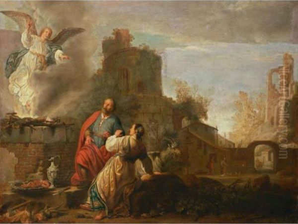 The Sacrifice Of Manoah Oil Painting by Claes Cornelisz Moeyaert