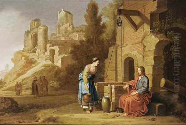 Christ And The Woman Of Samaria Oil Painting by Claes Cornelisz Moeyaert