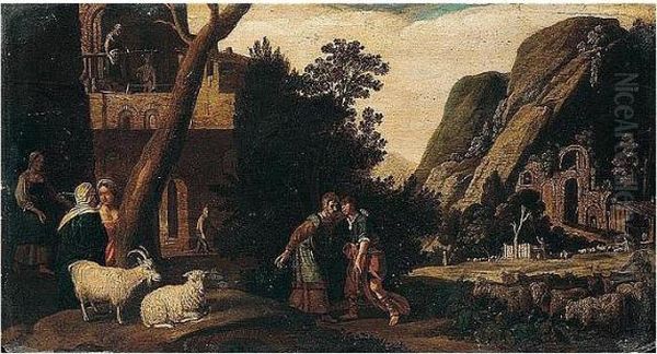 Jacob Being Welcomed By Laban Oil Painting by Claes Cornelisz Moeyaert