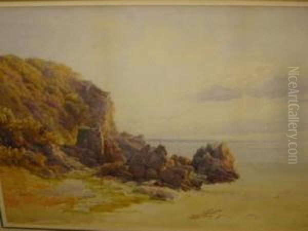 Rocky Seashore Oil Painting by John Mogford