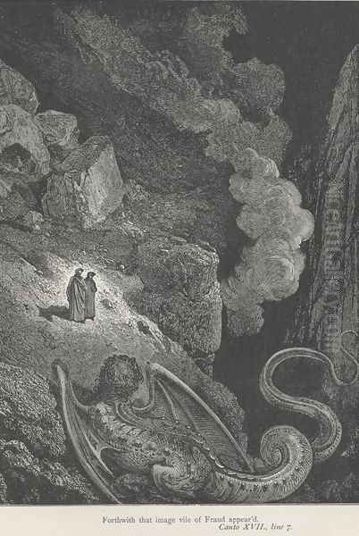 Forthwith that image vile of Fraud appear'd. (Canto XVII., line 7) Oil Painting by Gustave Dore