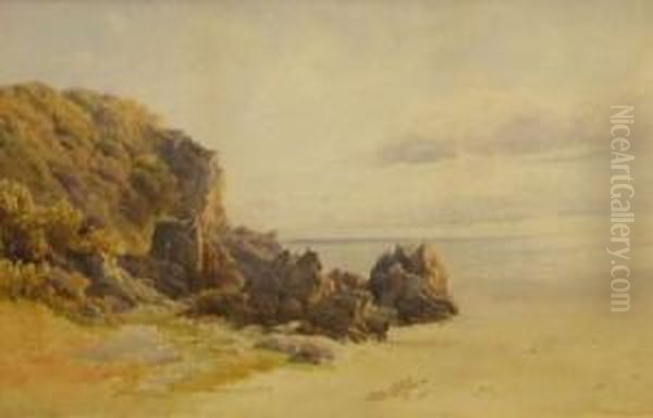 A Rocky Seashore Oil Painting by John Mogford