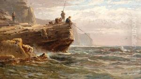 Fishing Off The Cornish Coast Oil Painting by John Mogford