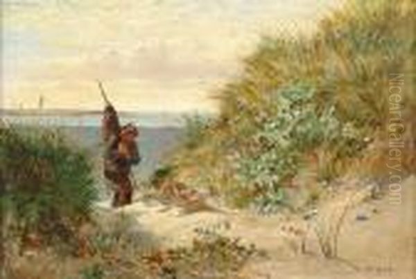 Young Fisherboy Coming Through The Dunes Oil Painting by John Mogford