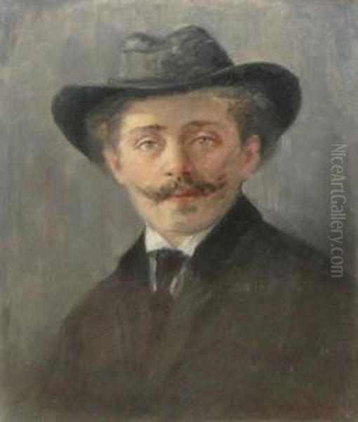 Portretul Prietenului Vintilescu Oil Painting by Nicolae Petrescu Mogos