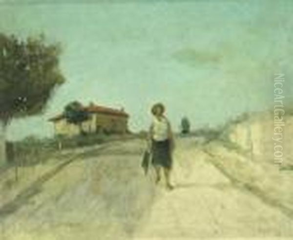 On The Road Oil Painting by Nicolae Petrescu Mogos