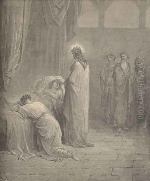 Raising Of The Daughter Of Jairus Oil Painting by Gustave Dore