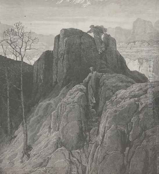 We through the broken rock ascended, (Canto IV., line 33) Oil Painting by Gustave Dore