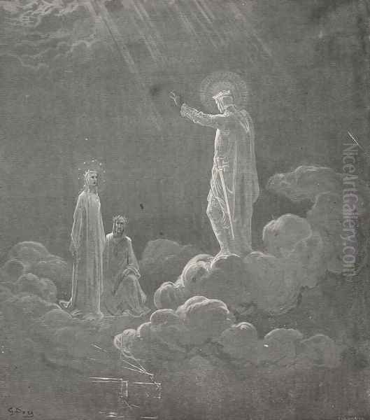 Already on my temples beam'd the crown, (Canto VIII., line 71) Oil Painting by Gustave Dore