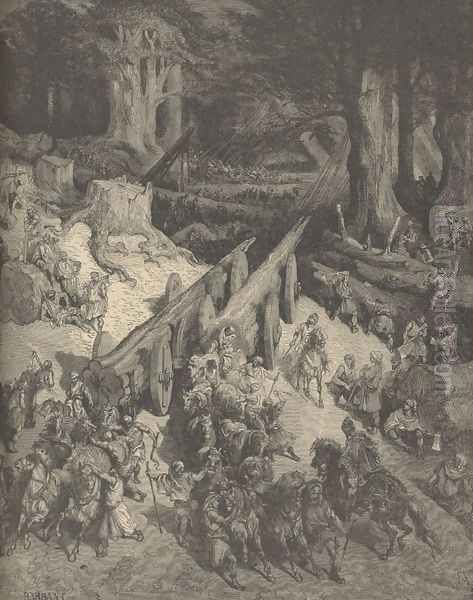 The Cedars Destined For The Temple Oil Painting by Gustave Dore