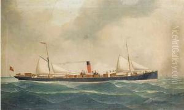 The British Steamer Aldgate In The Channel Oil Painting by John Henry Mohrmann