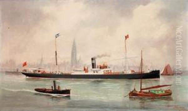 The Anna Moore Arriving At Antwerp Oil Painting by John Henry Mohrmann