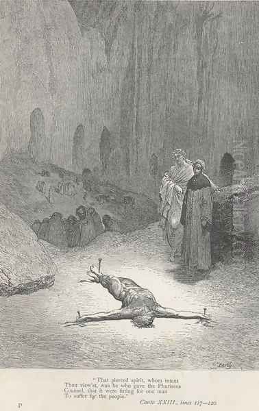 he who gave the Pharisees Counsel, (Canto XXIII., lines 118-119) Oil Painting by Gustave Dore