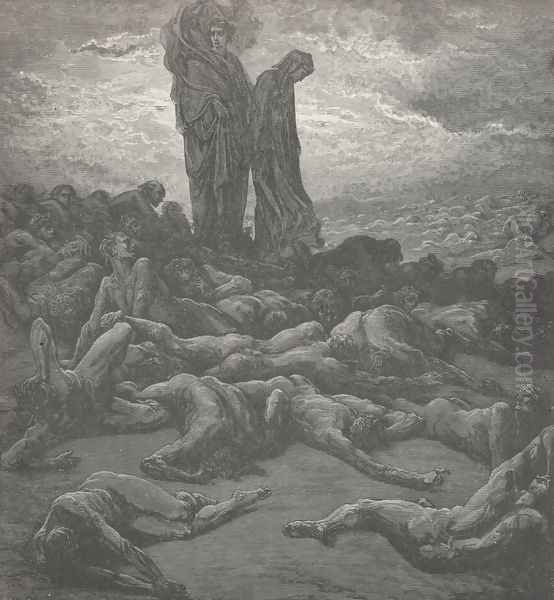 And, 'midst the wailing, (Canto XX., line 22) Oil Painting by Gustave Dore