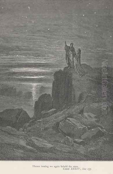 Thence issuing we again beheld the stars. (Canto XXXIV., line 133) Oil Painting by Gustave Dore