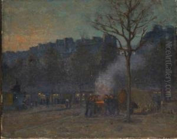 Vue Nocturne , Le Brasero Oil Painting by Maurice Moisset