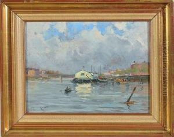 bord De Seine Oil Painting by Maurice Moisset