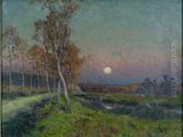 Paysage Au Clair De Lune Oil Painting by Maurice Moisset