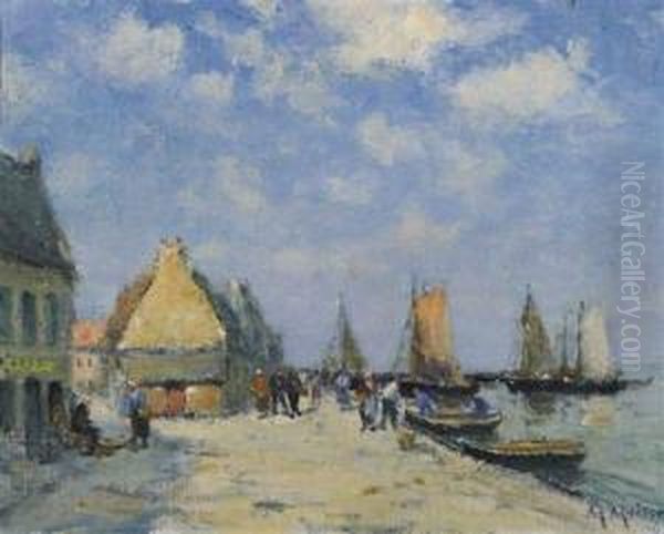 Scene De Port Oil Painting by Maurice Moisset