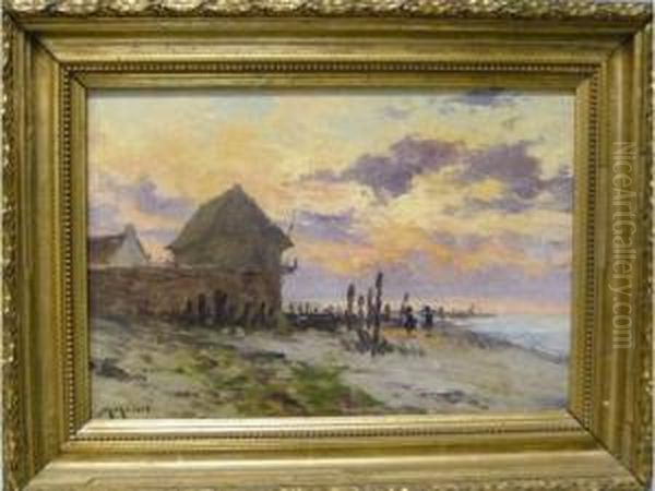 Plagebretonne Animee Oil Painting by Maurice Moisset