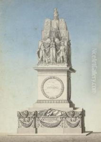 Design For A Victory Monument Commemorating The Dead Of The French Republican Wars Oil Painting by Jean Guillaume Moitte