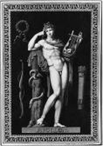 Apollo Leaning On A Tree Trunk
Signed, Inscribed And Dated 'moitte Sculpteur L'an Deux De Larepublique.'[1794-5] And 'apollon' Oil Painting by Jean Guillaume Moitte