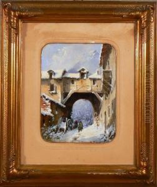 Paese Innevato Oil Painting by Frederico Moja