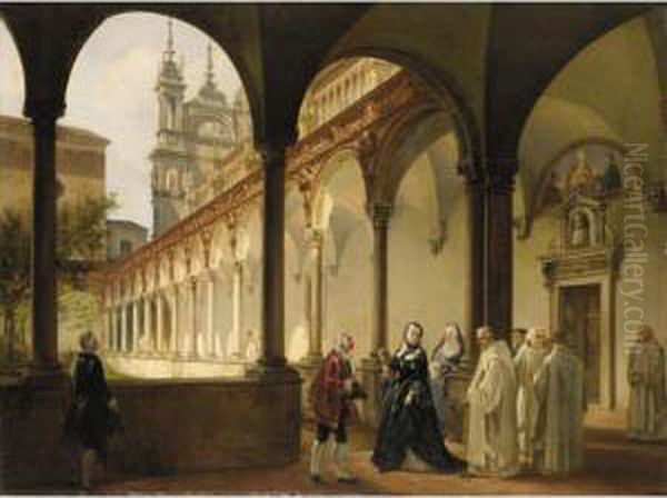 Visita Di Maria Teresa D'austria Alla Certosa Di Pavia Oil Painting by Frederico Moja