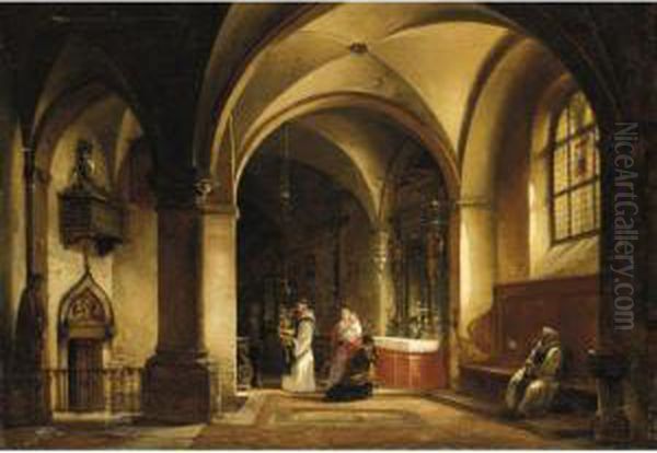 Interno Di Chiesa Oil Painting by Frederico Moja