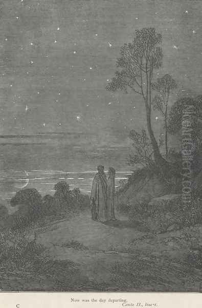 Now was the day departing, and the air, (Canto II., line 1) Oil Painting by Gustave Dore