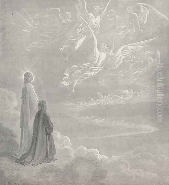 Ye host of heaven! whose glory I survey (Canto XVIII., line 126) Oil Painting by Gustave Dore