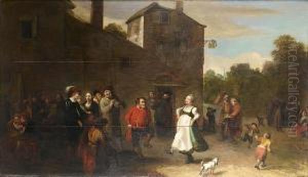 A Village Kermesse Oil Painting by Bartholomeus Molenaer