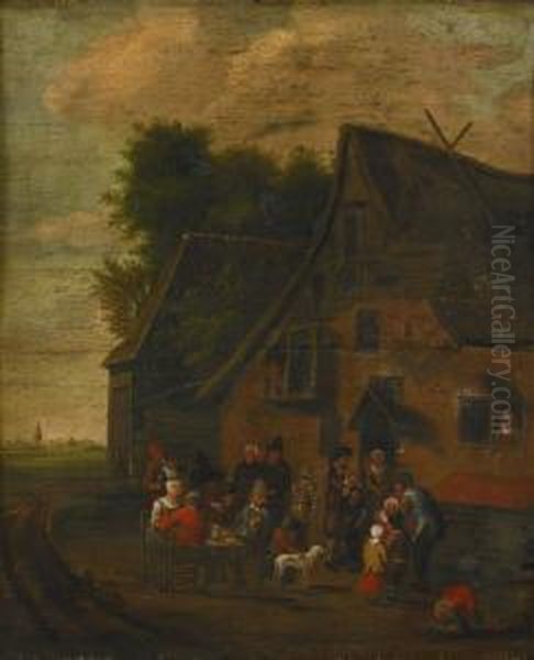 Utanfor Vardshuset Oil Painting by Bartholomeus Molenaer