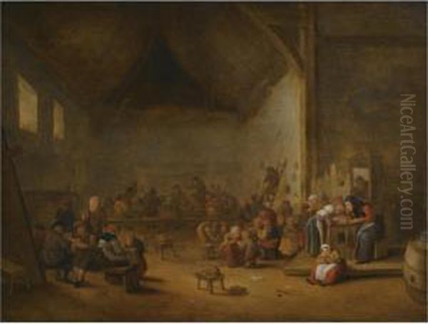 A Classroom Interior Oil Painting by Bartholomeus Molenaer