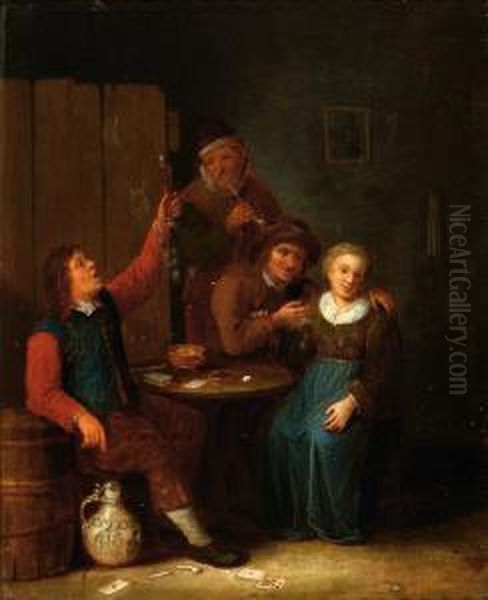 Scene At An Inn Oil Painting by Bartholomeus Molenaer