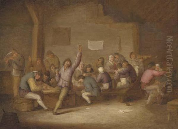 Peasants Making Merry In A Tavern Oil Painting by Bartholomeus Molenaer