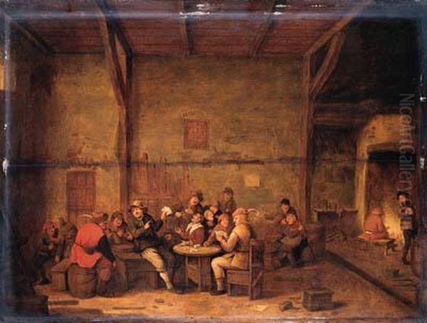 Peasants Merrymaking In A Tavern Oil Painting by Bartholomeus Molenaer