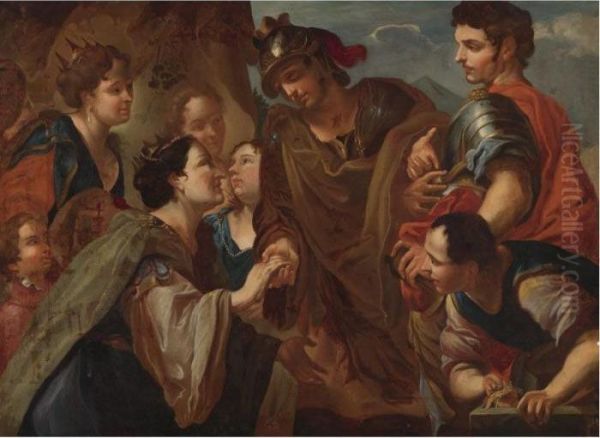 Alexander The Great And The Family Of Darius Oil Painting by Antonio Molinari