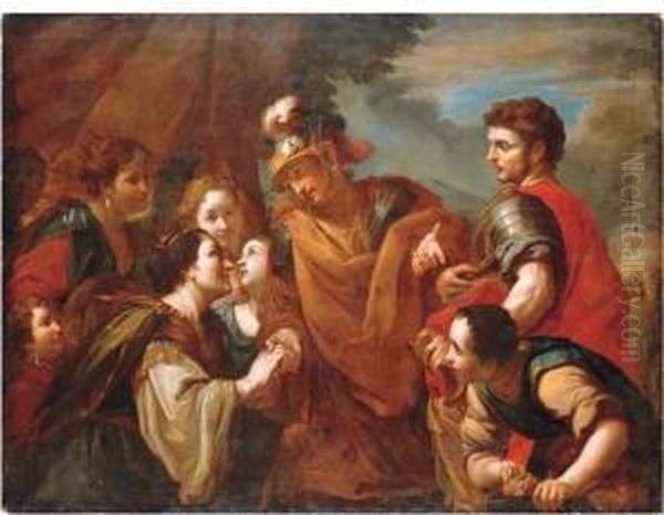 The Family Of Darius Before Alexander The Great Oil Painting by Antonio Molinari