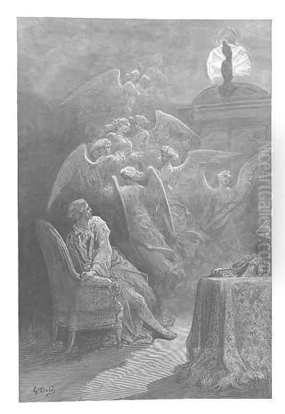 Respite?respite and nepenthe from thy memories of Lenore!'	 Oil Painting by Gustave Dore