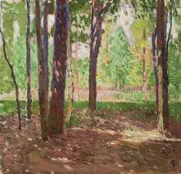 Parklandschaft Im Wiener Prater Oil Painting by Carl Moll