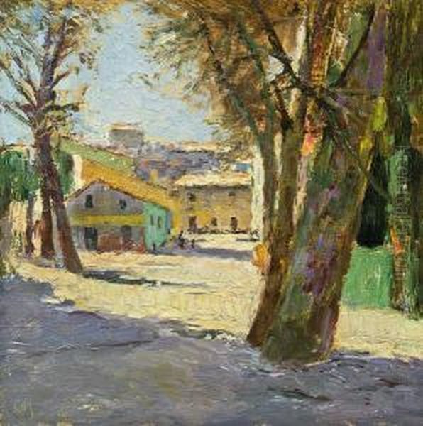 Landscape In Cagnes Sur Mer Oil Painting by Carl Moll