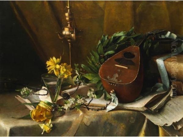 Stilleben Mit Mandoline Oil Painting by Carl Moll