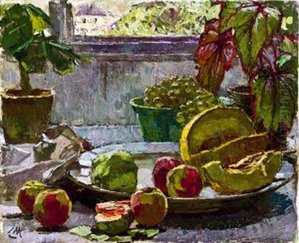 Stillleben Mit Melone Oil Painting by Carl Moll