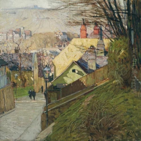 Das Haus Der Therese Krones In Dobling In Wien Oil Painting by Carl Moll