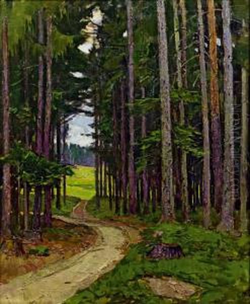 Waldweg Bei Kreuzberg An Der Rax Oil Painting by Carl Moll