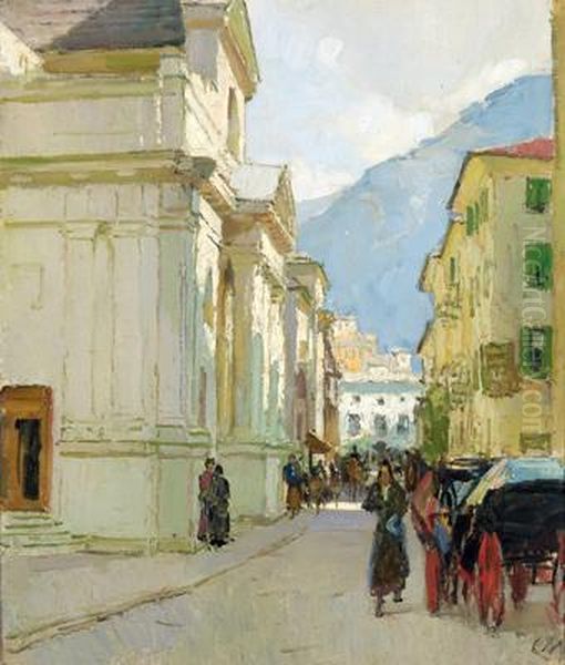 Rapallo, Piazza Cavour Oil Painting by Carl Moll