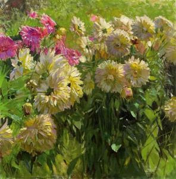 Dahlien Oil Painting by Carl Moll